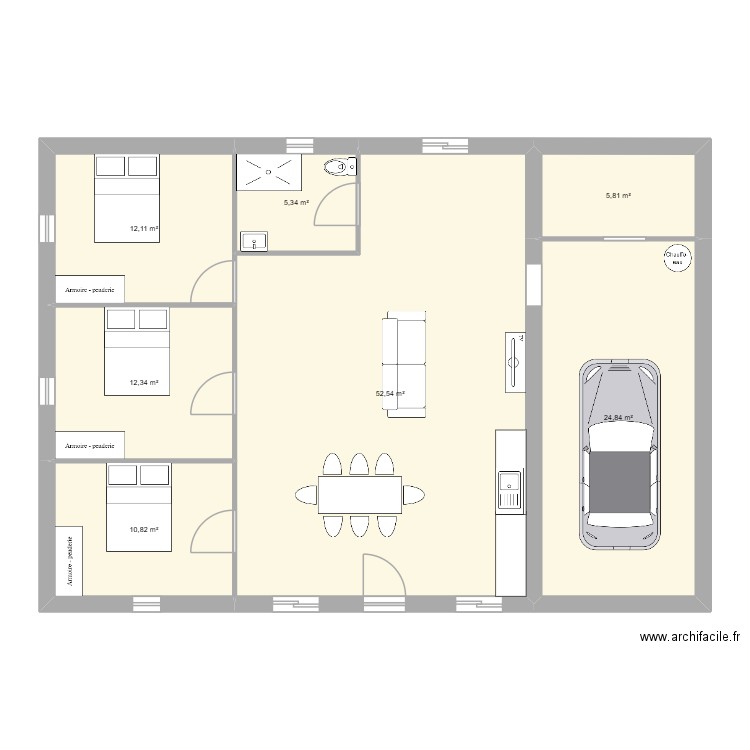CARBONNE. Plan de 7 pièces et 124 m2