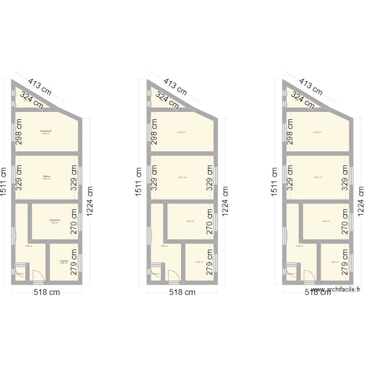 Modification 2. Plan de 21 pièces et 166 m2