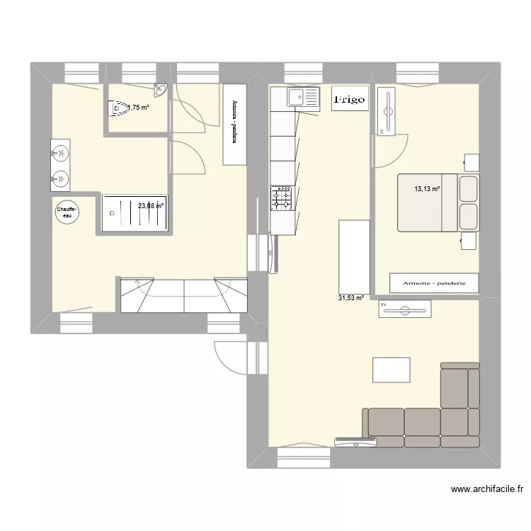 Plan d'ensemble 2 plomberie. Plan de 4  et 70 m²