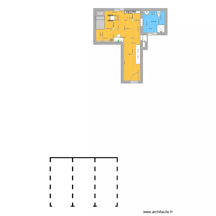 PMR loup. Plan de 2 Pièces et 27 m² PMR loup. Plan de 2 Pièces et 27 m²