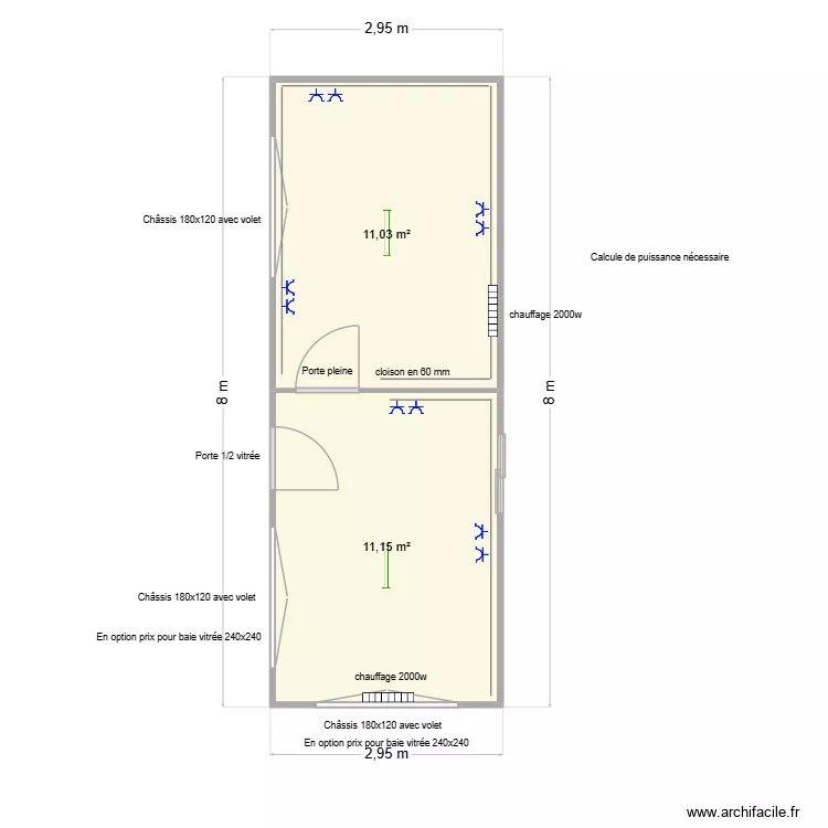 Swissport bas. Plan de 2  et 22 m²