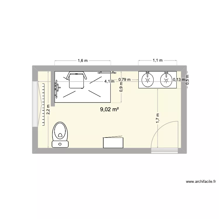 Renaud apr&egrave;s. Plan de 1  et 9 m²