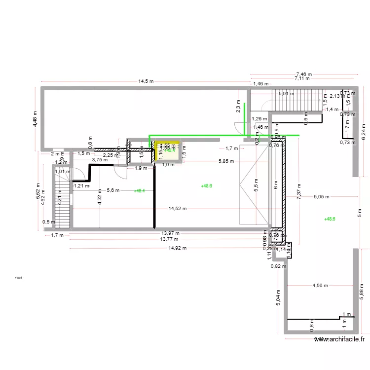 implantation sous sol mazurier avec amenagement. Plan de 