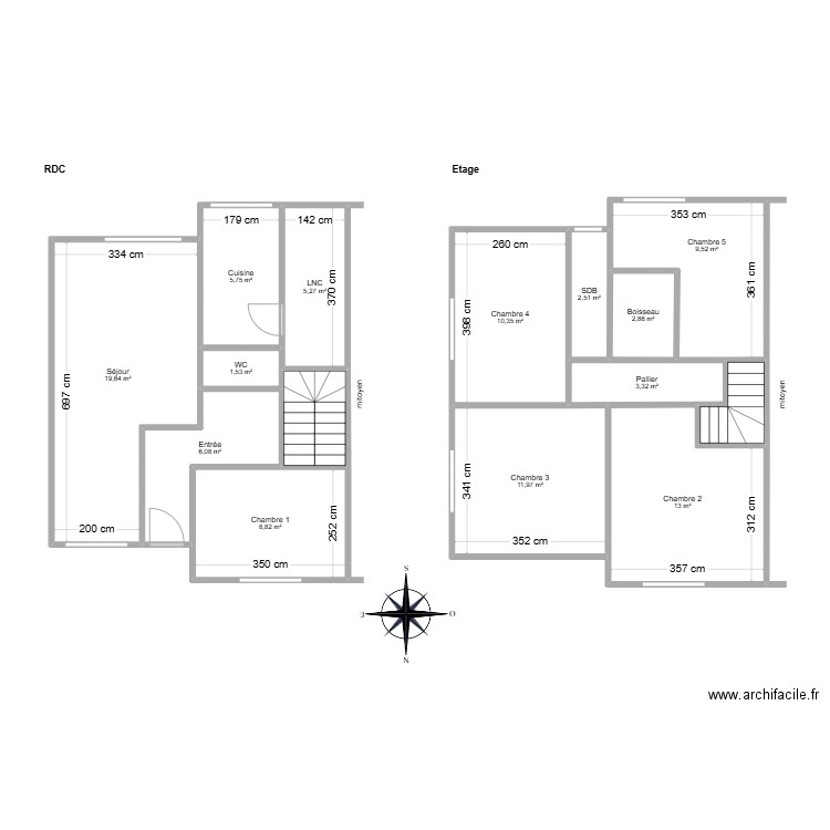 Hosselet. Plan de 15 pièces et 106 m2