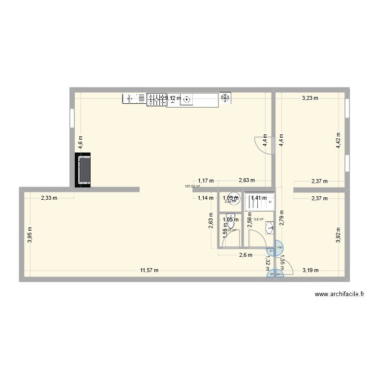 turgal. Plan de 4 pièces et 113 m2