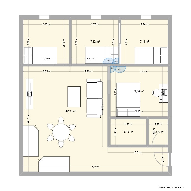 Projet appart. Plan de 0 pièce et 0 m2