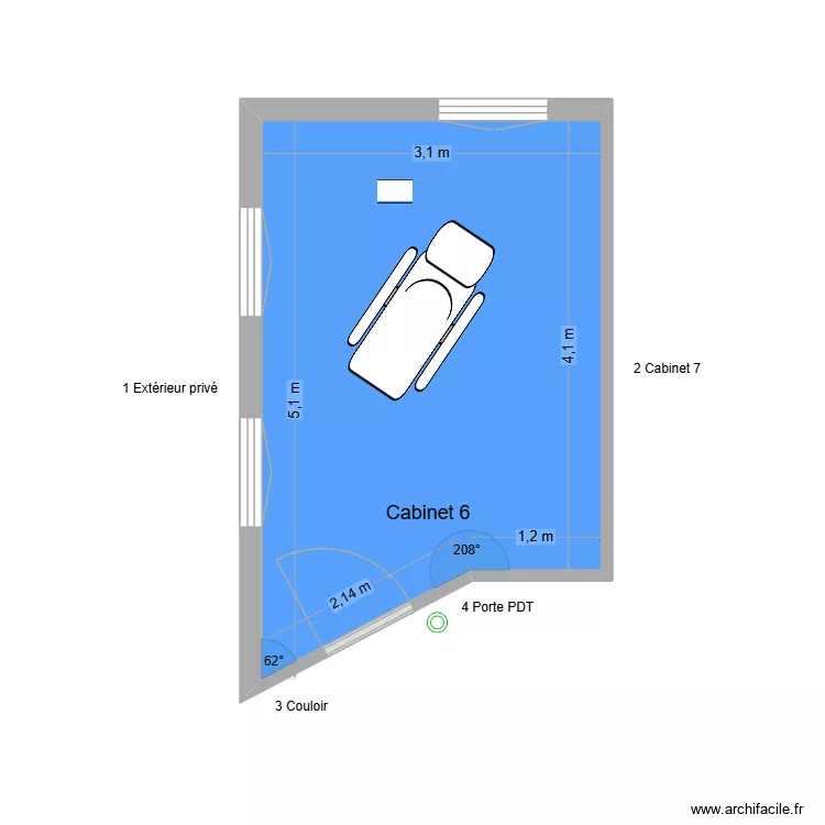 50458 Cabinet 6. Plan de 1  et 14 m²