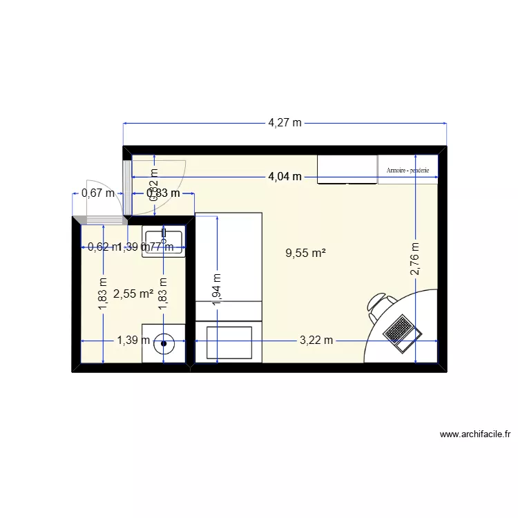 Chambre Louise. Plan de 