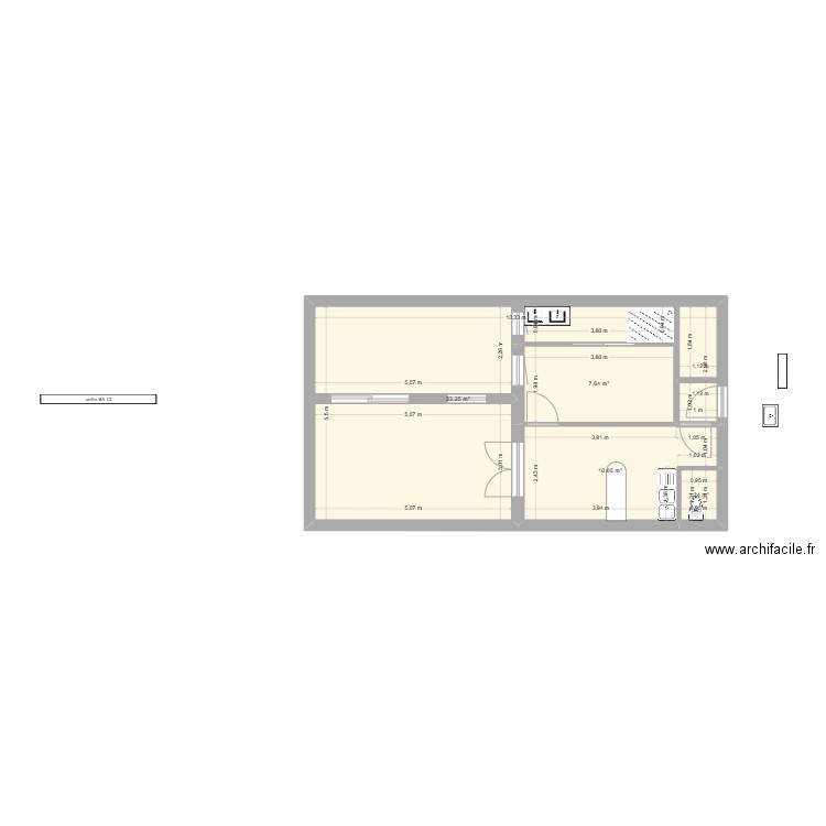 suquet. Plan de 4 pièces et 53 m2