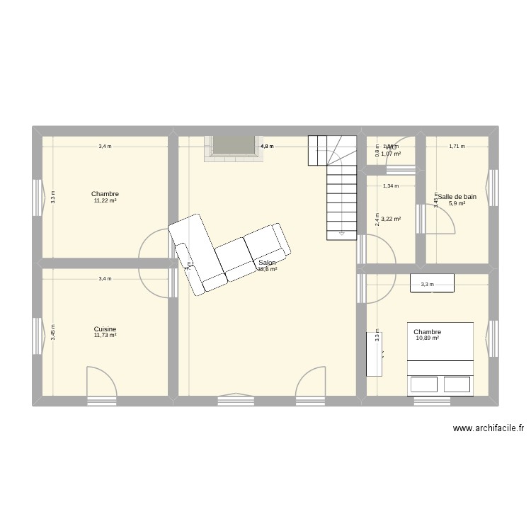 laplume. Plan de 7 pièces et 78 m2