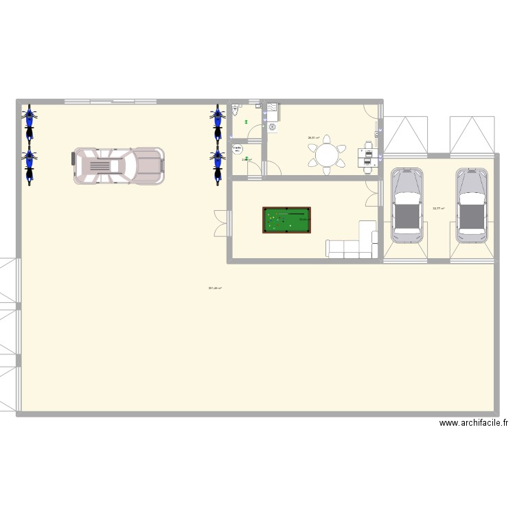 atelier auto moto. Plan de 5 pièces et 397 m2