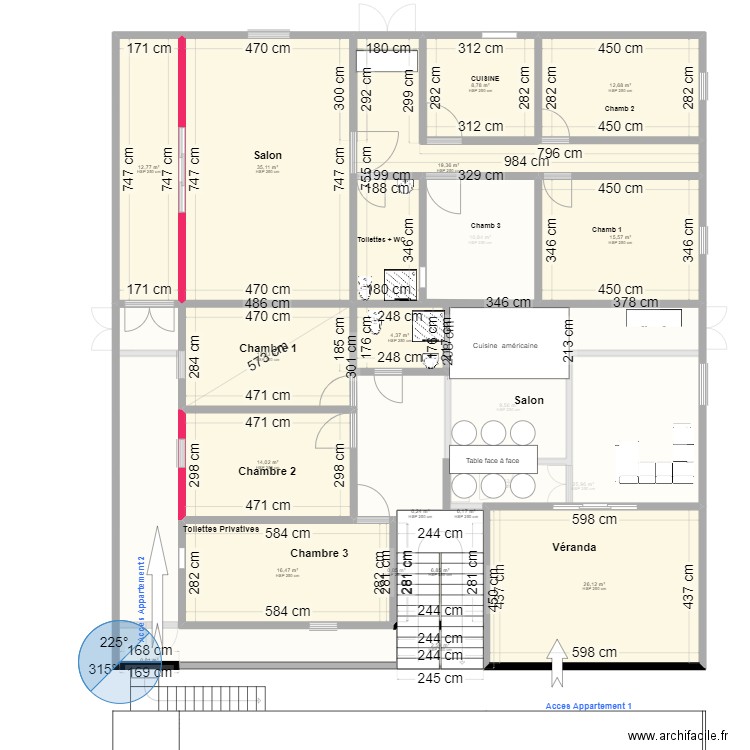 Projet OURINI. Plan de 50 pièces et 740 m2