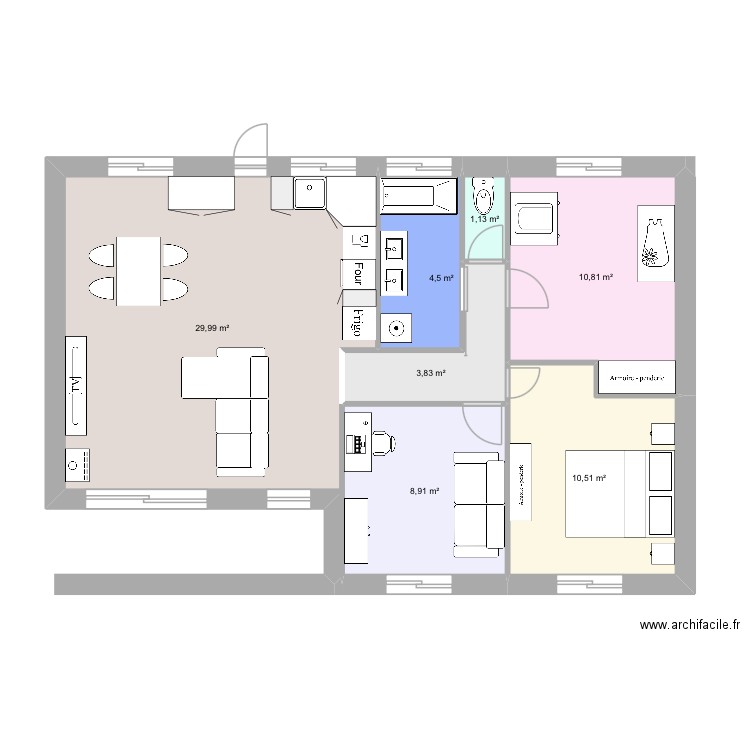 Maison trets final. Plan de 7 pièces et 70 m2