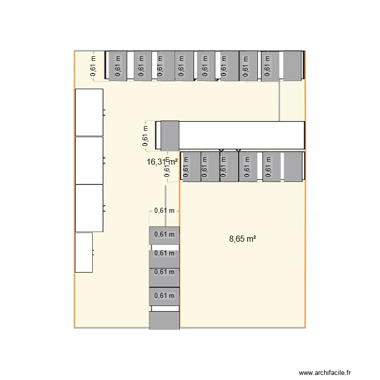 Local Uniformes. Plan de 2 et 25 m² Local Uniformes. Plan de 2 et 25 m²