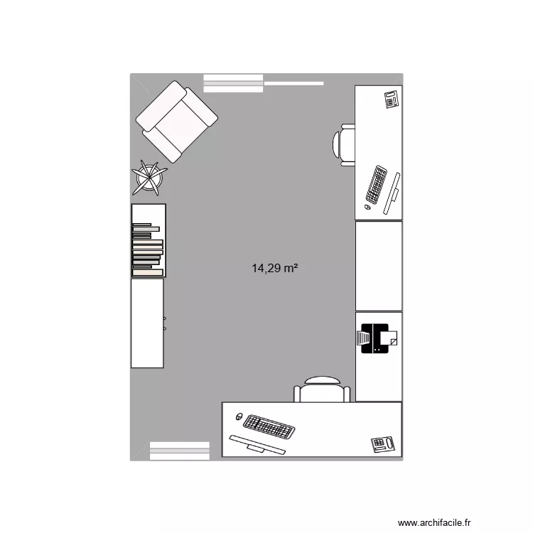 bureau sami1. Plan de 1  et 14 m²