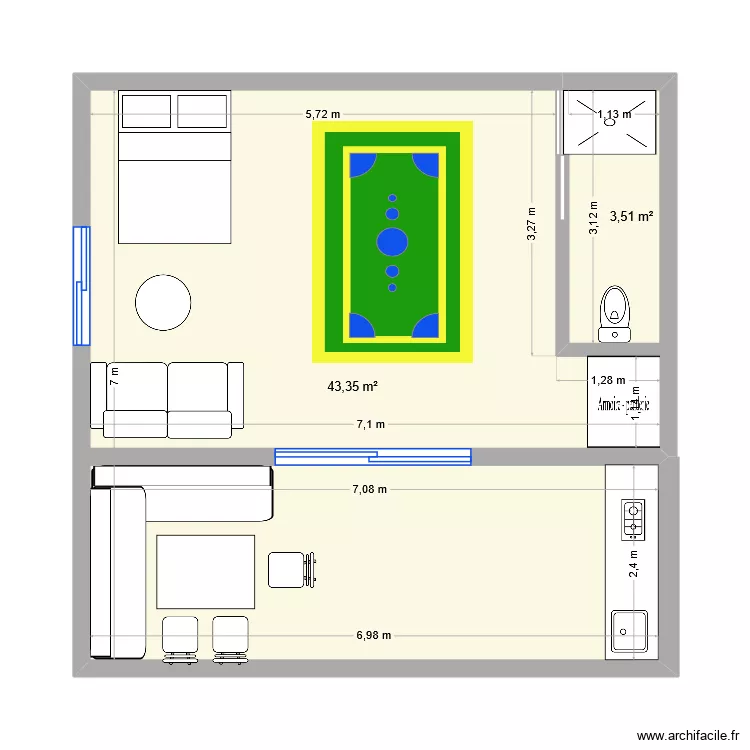 maisonette Talilit. Plan de 2  et 47 m²