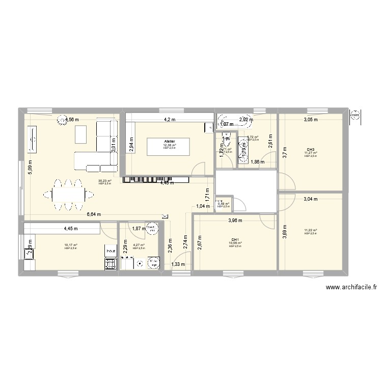 Maisonnette 2. Plan de 10 pièces et 103 m2