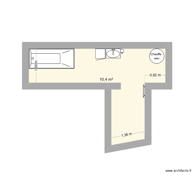 sdb. Plan de 1 pièce et 10 m2