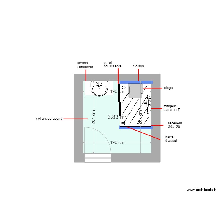 maman. Plan de 1 pièce et 4 m2