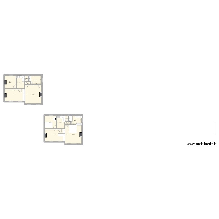 R+1. Plan de 13 pièces et 120 m2