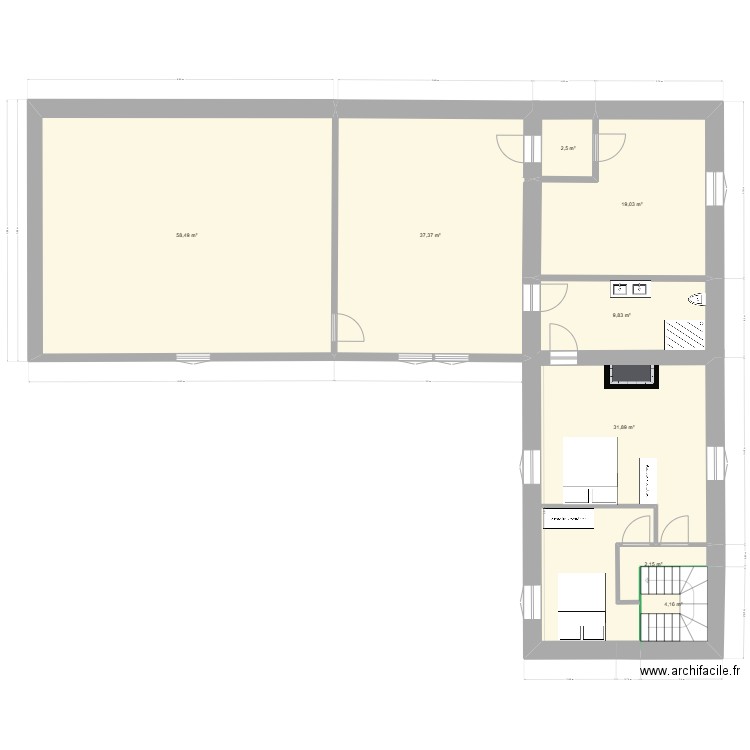 plan étage 2. Plan de 8 pièces et 165 m2