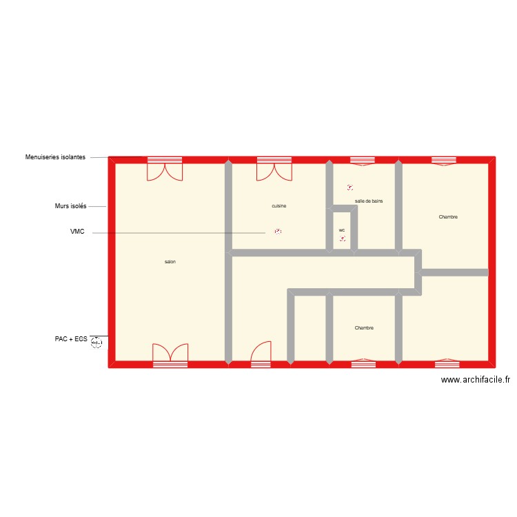 FAUJANET ETAGE étape 2. Plan de 8 pièces et 108 m2