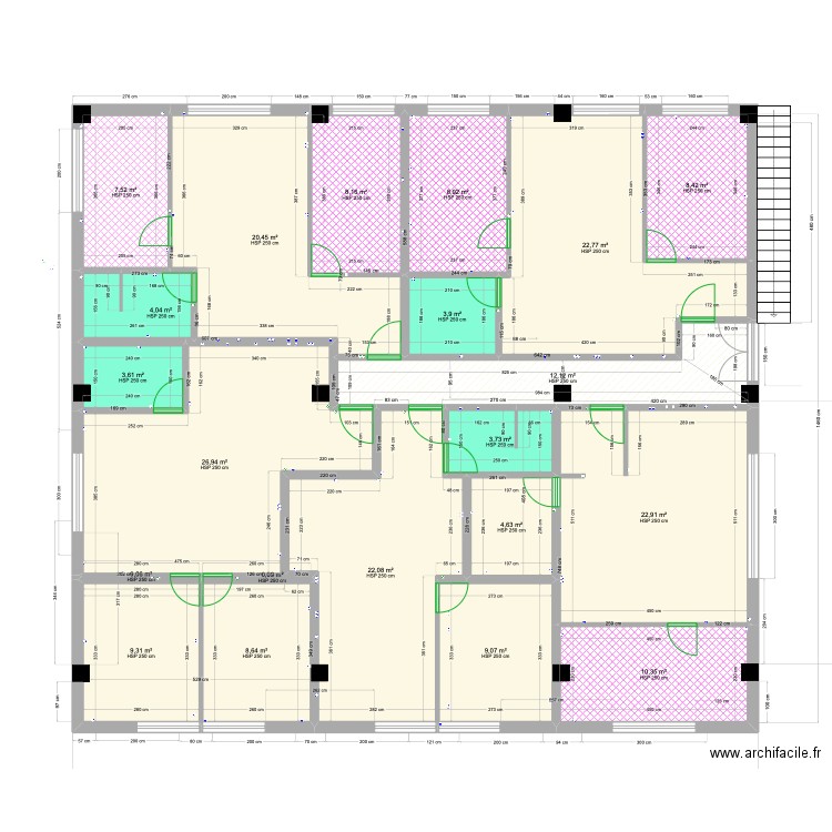 3th Floor 5.1.Bon Version 2.1 Imprimer. Plan de 21 pièces et 218 m2