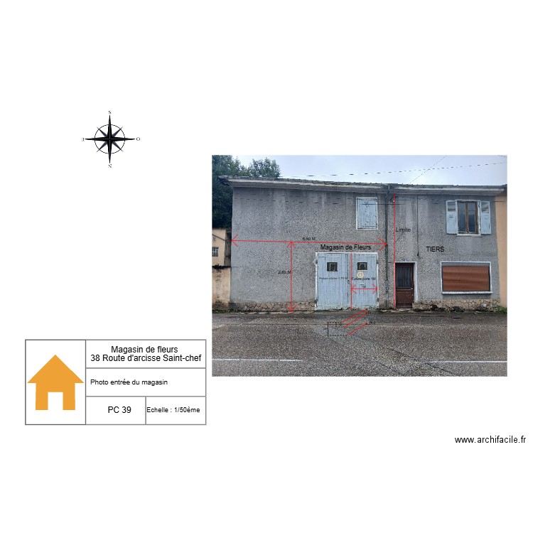 PC 39 Photo avec cotations. Plan de 0 pièce et 0 m2