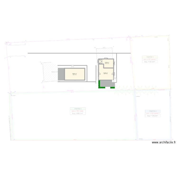 Aménagement ext. Plan de 3 pièces et 203 m2