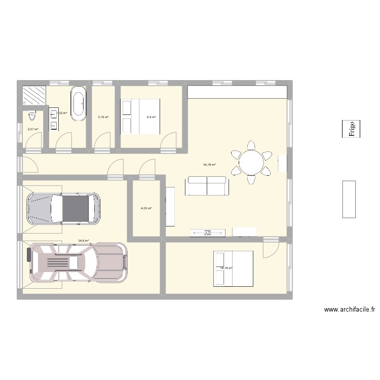 maison 3. Plan de 8 pièces et 129 m2