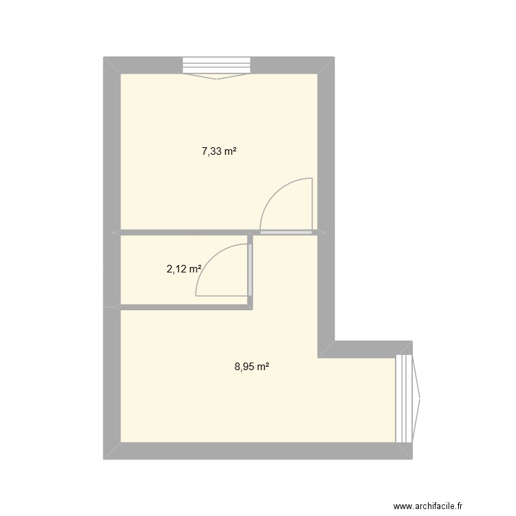 duplex haut. Plan de 3 pièces et 18 m2