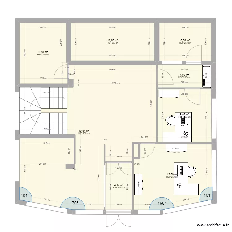 Reception Nereides bureaux. Plan de 