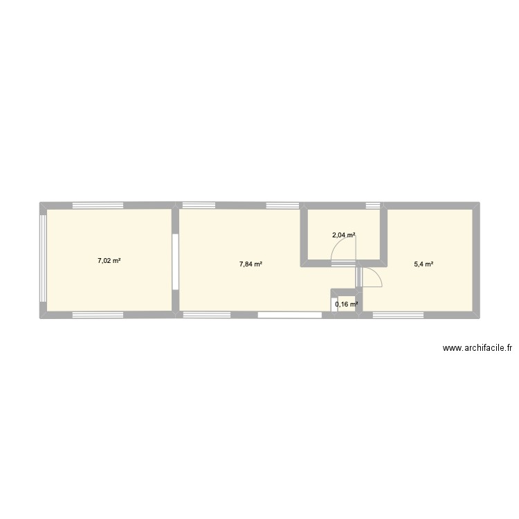 MOBILHOME MODIF. Plan de 5 pièces et 22 m2