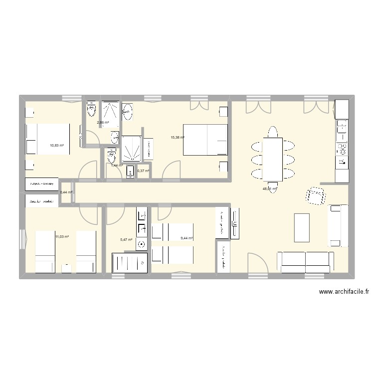 GRANDE AUGUIERE3. Plan de 10 pièces et 105 m2
