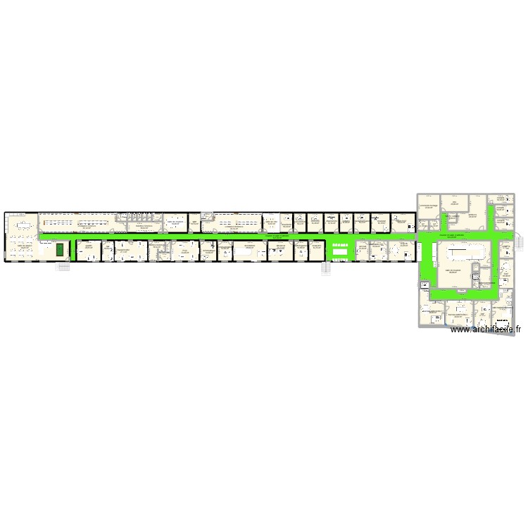 bureau. Plan de 63 pièces et 1278 m2