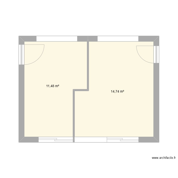Bureau DDF - Magasin Fleuriste. Plan de 2 pièces et 26 m2