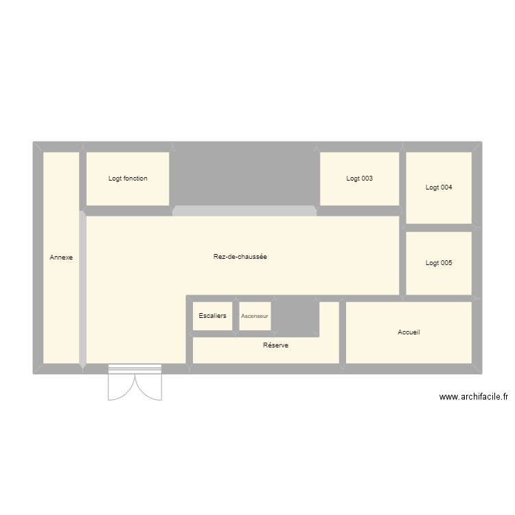 Rez-de -chaussée 011. Plan de 12 pièces et 56 m2