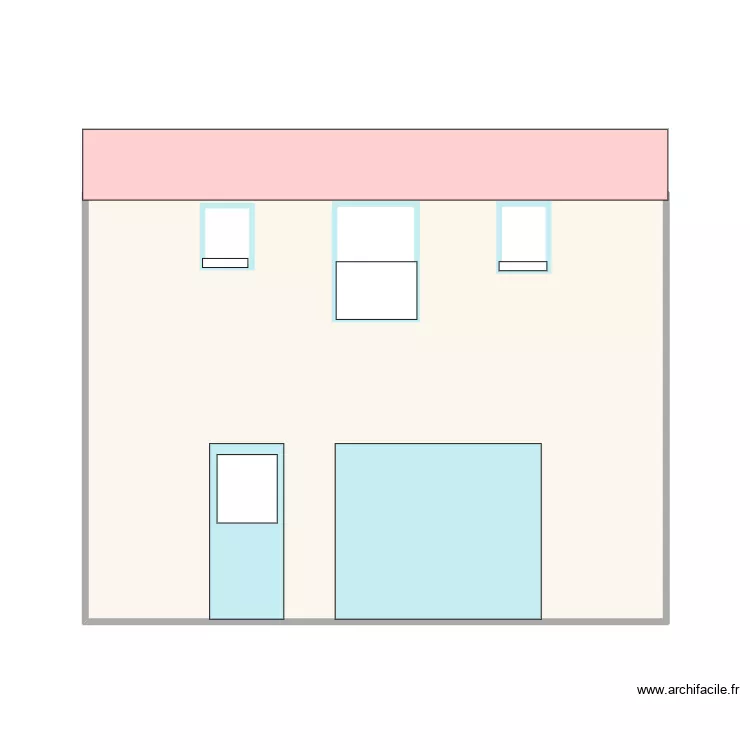 Fa&ccedil;ade 3 fen&ecirc;tres simples bis 3. Plan de 1  et 36 m²