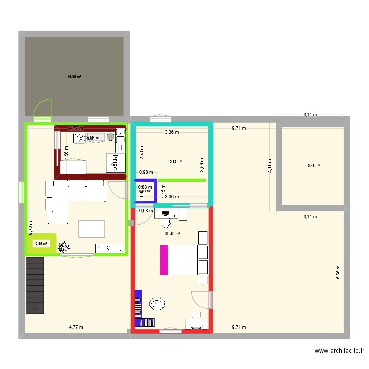 MANON 1. Plan de 7 pièces et 176 m2