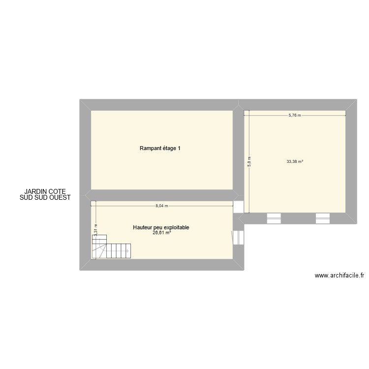 Chemin de Saintes Etage 2. Plan de 3 pièces et 96 m2