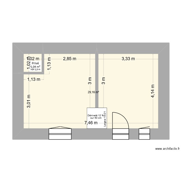 Maisonette. Plan de 2 pièces et 30 m2