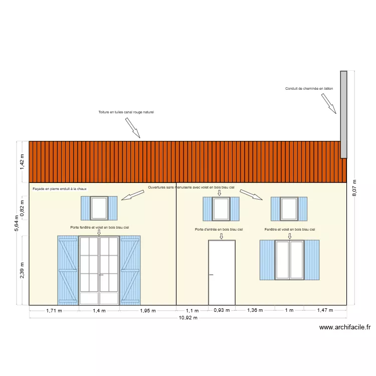 Fa&ccedil;ade Nord existant. Plan de 