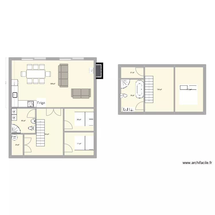 Chalet 28x32 4 chambres + rangement. Plan de 10 et 106 m² Chalet 28x32 4 chambres + rangement. Plan de 10 et 106 m²
