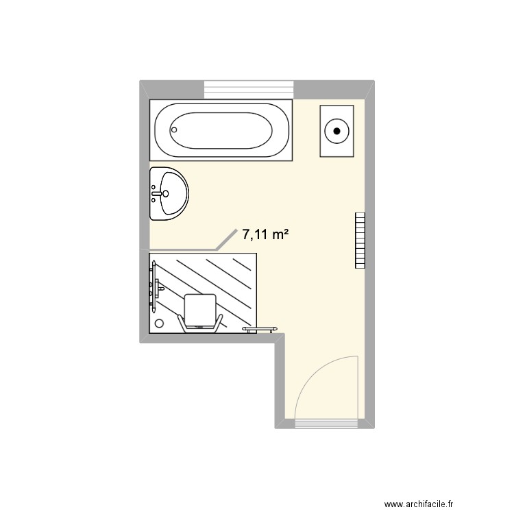 Mokri ap. Plan de 1 pièce et 7 m2