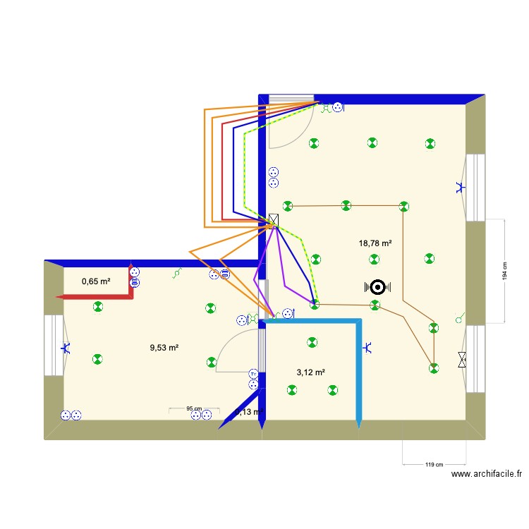 Louis Pasteur 2 Lumières Salon circuit 2. Plan de 5 pièces et 32 m2