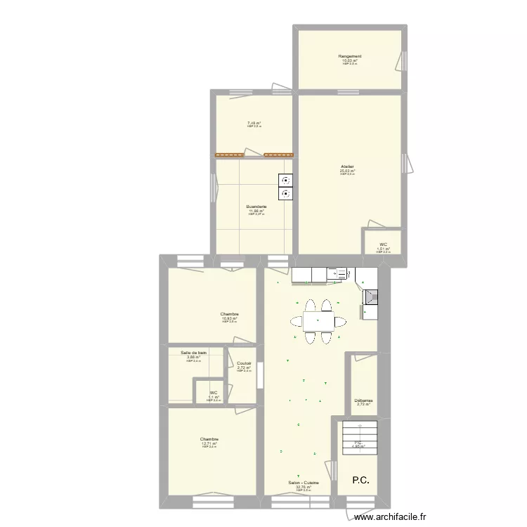 Plan Appart n° 1 _RDC spot salon. Plan de 13 et 128 m² Plan Appart n° 1 _RDC spot salon. Plan de 13 et 128 m²