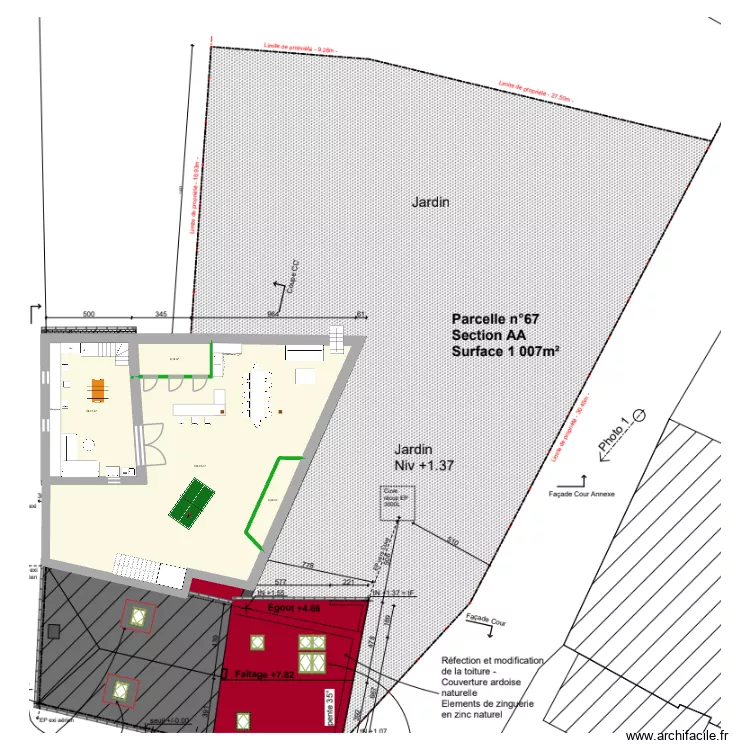 Etable. Plan de 4  et 193 m²