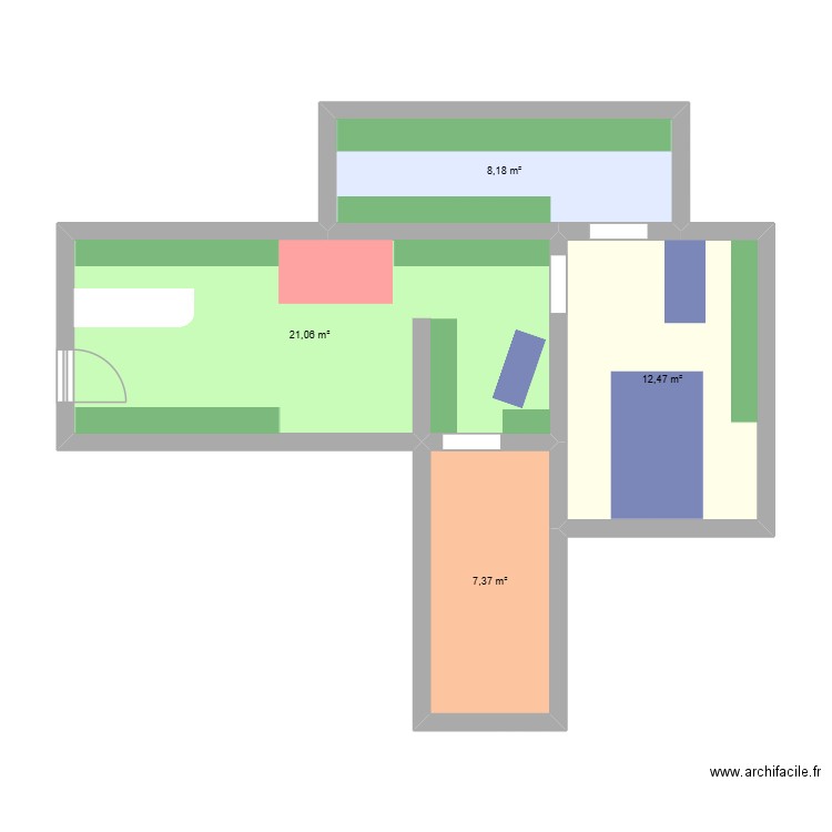 stitch n design. Plan de 4 pièces et 49 m2