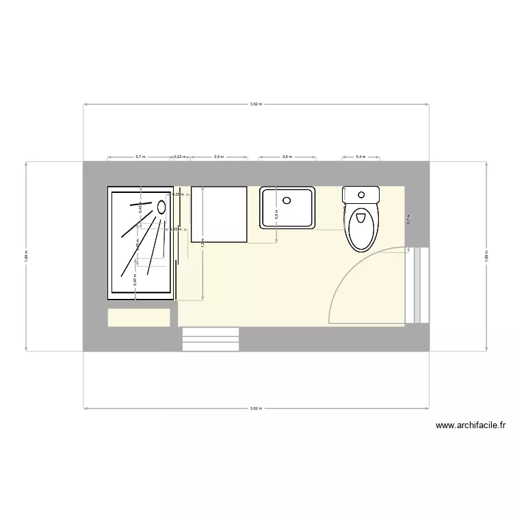 Bunting. Plan de 1  et 5 m²