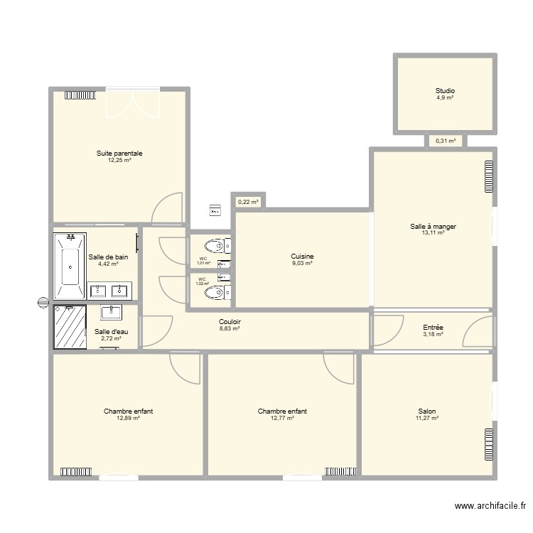 StAnto. Plan de 15 pièces et 98 m2